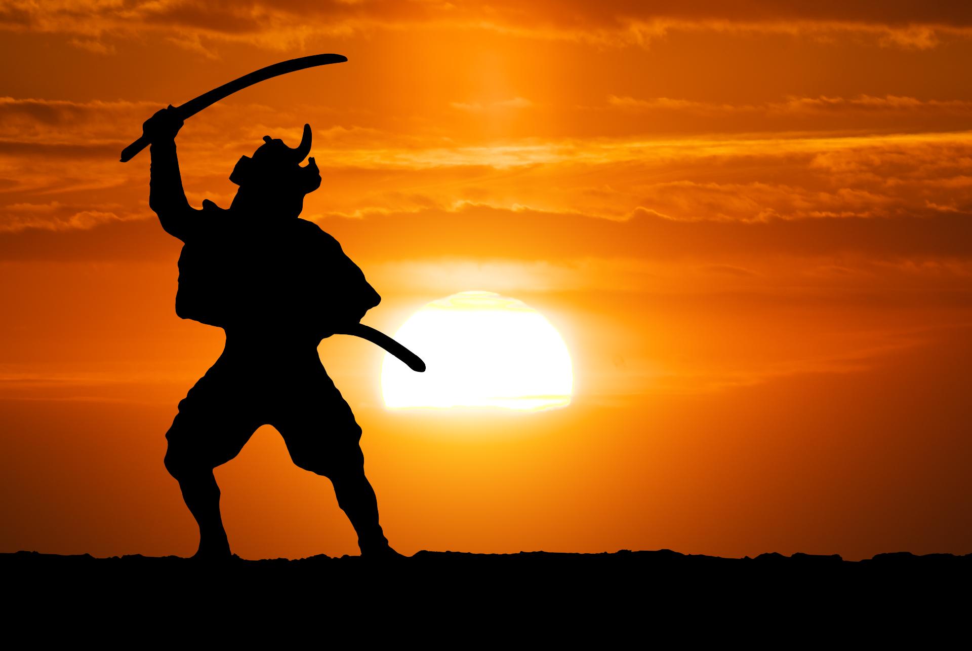 Silueta de un samurai representativo de un viaje a Japón cultural con WAYAO