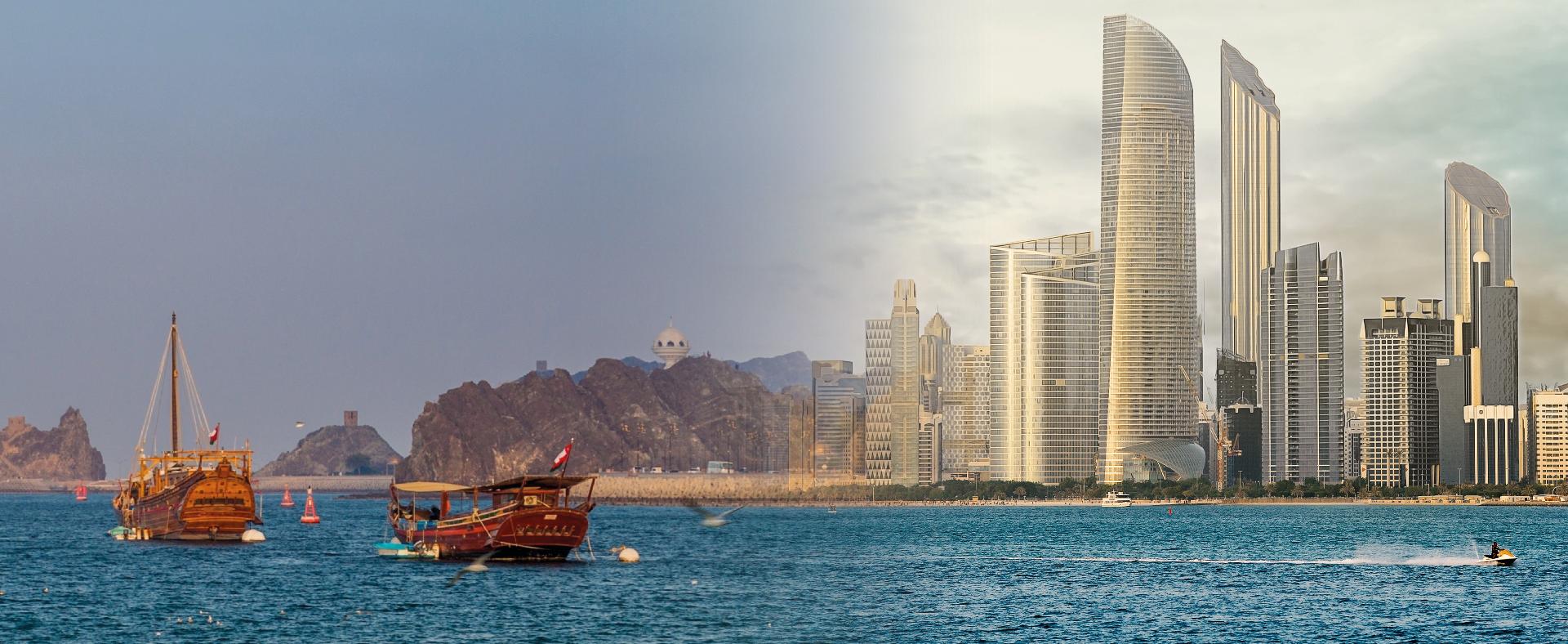 barcos en el mar de abu dhabi con WAYAO