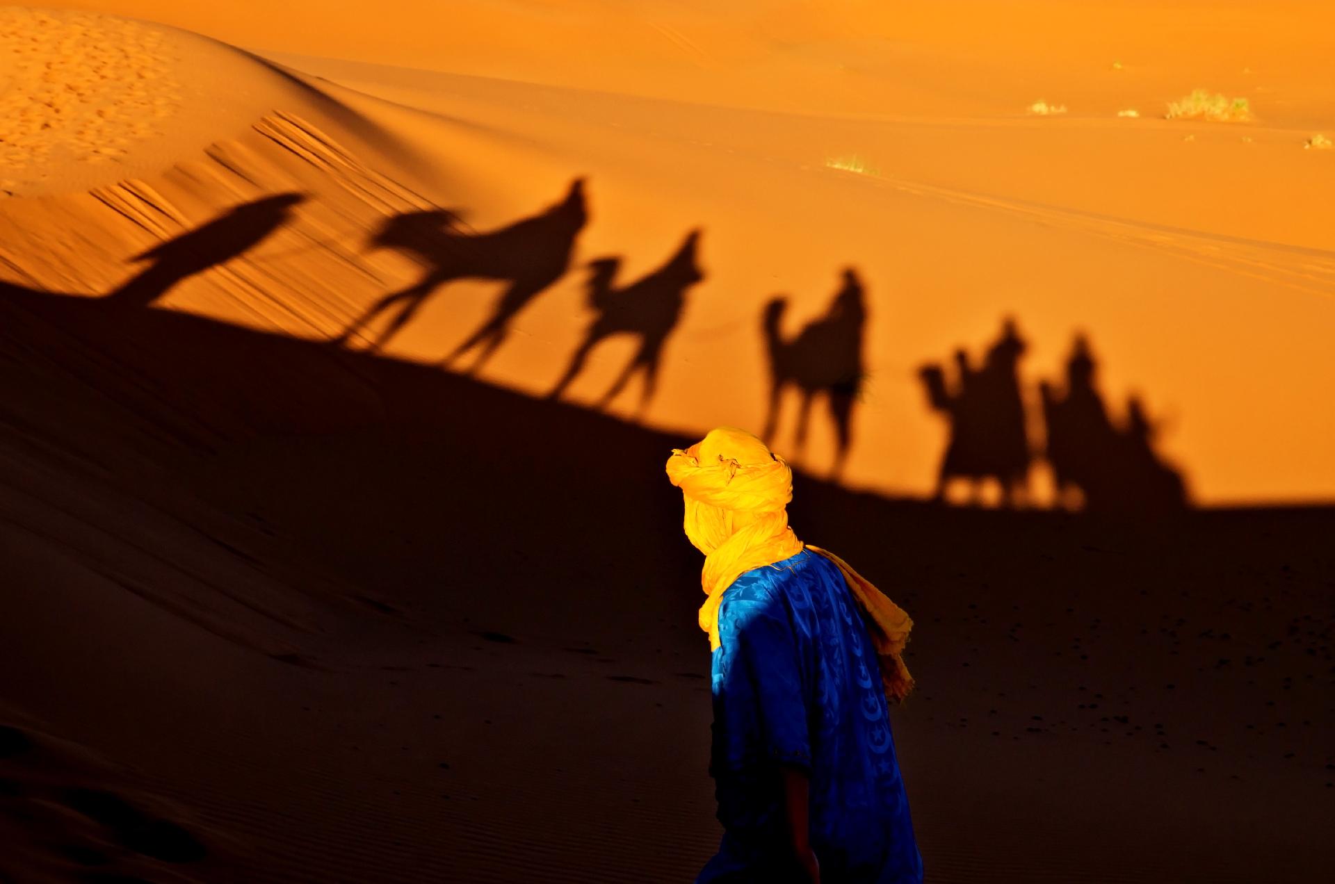 caminando de espaldas en el desierto con WAYAO