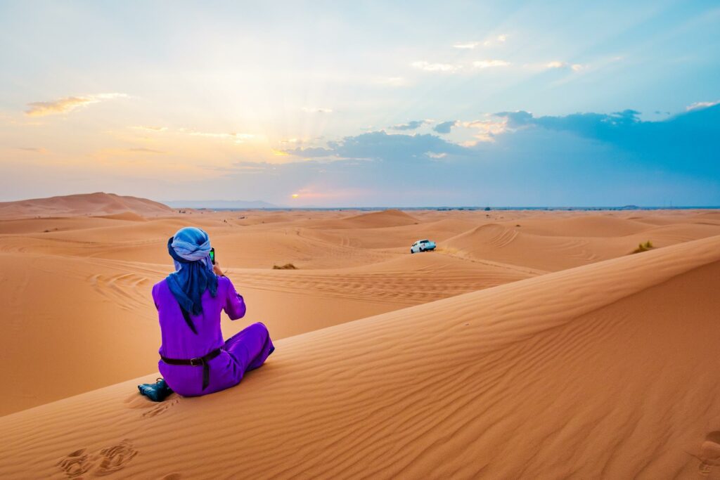 amanecer en desierto en marruecos con WAYAO