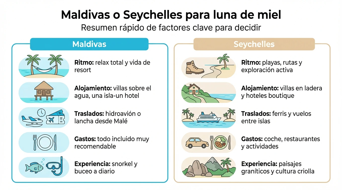 Maldivas o Seychelles para luna de miel: comparativa de precios y clima